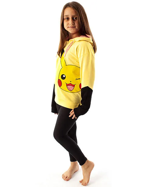 Pokemon Hoodie Pikachu Yellow Multicoloured Kids Girl's Fashion Sweater