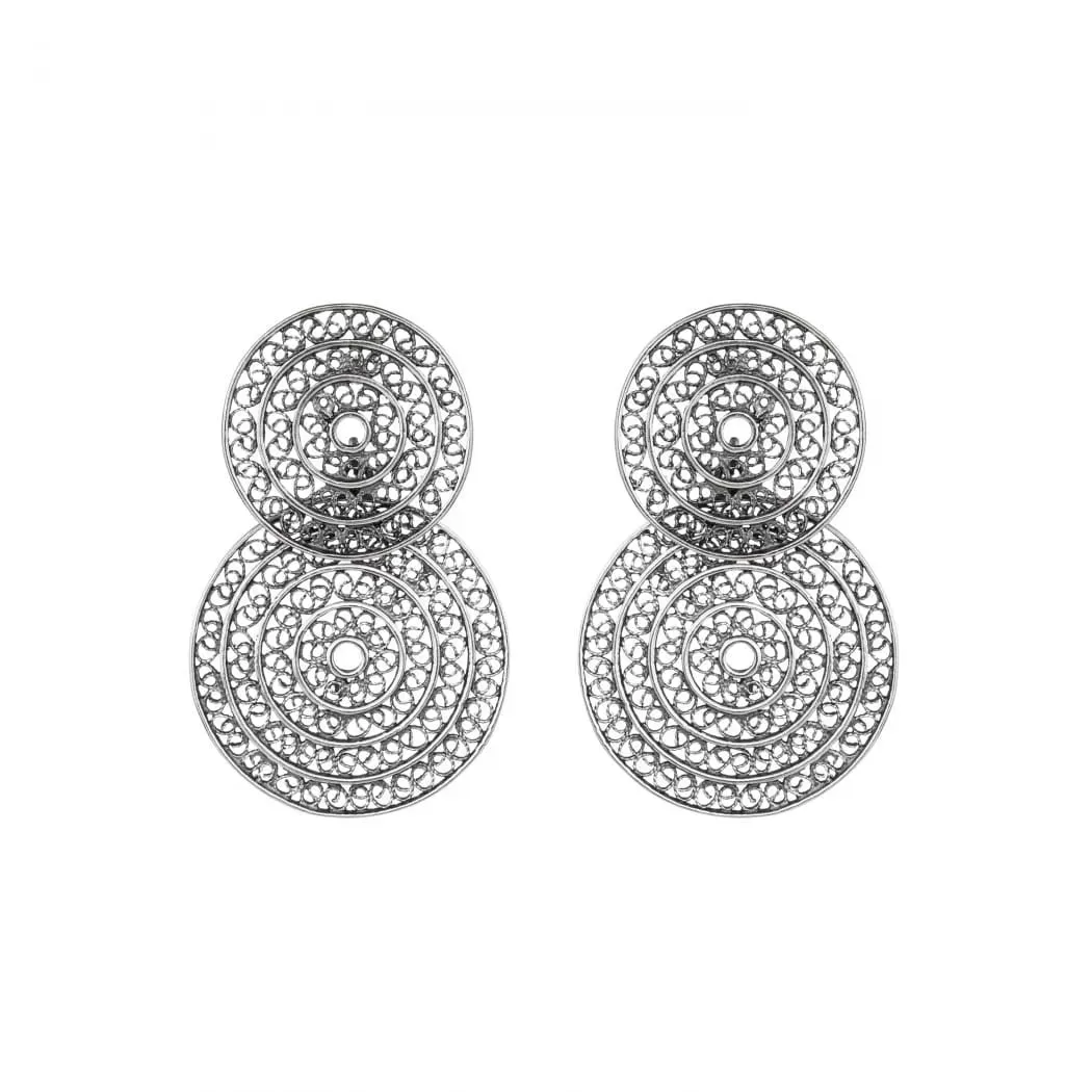 Portugal Jewels - Earrings Two Circles in Silver