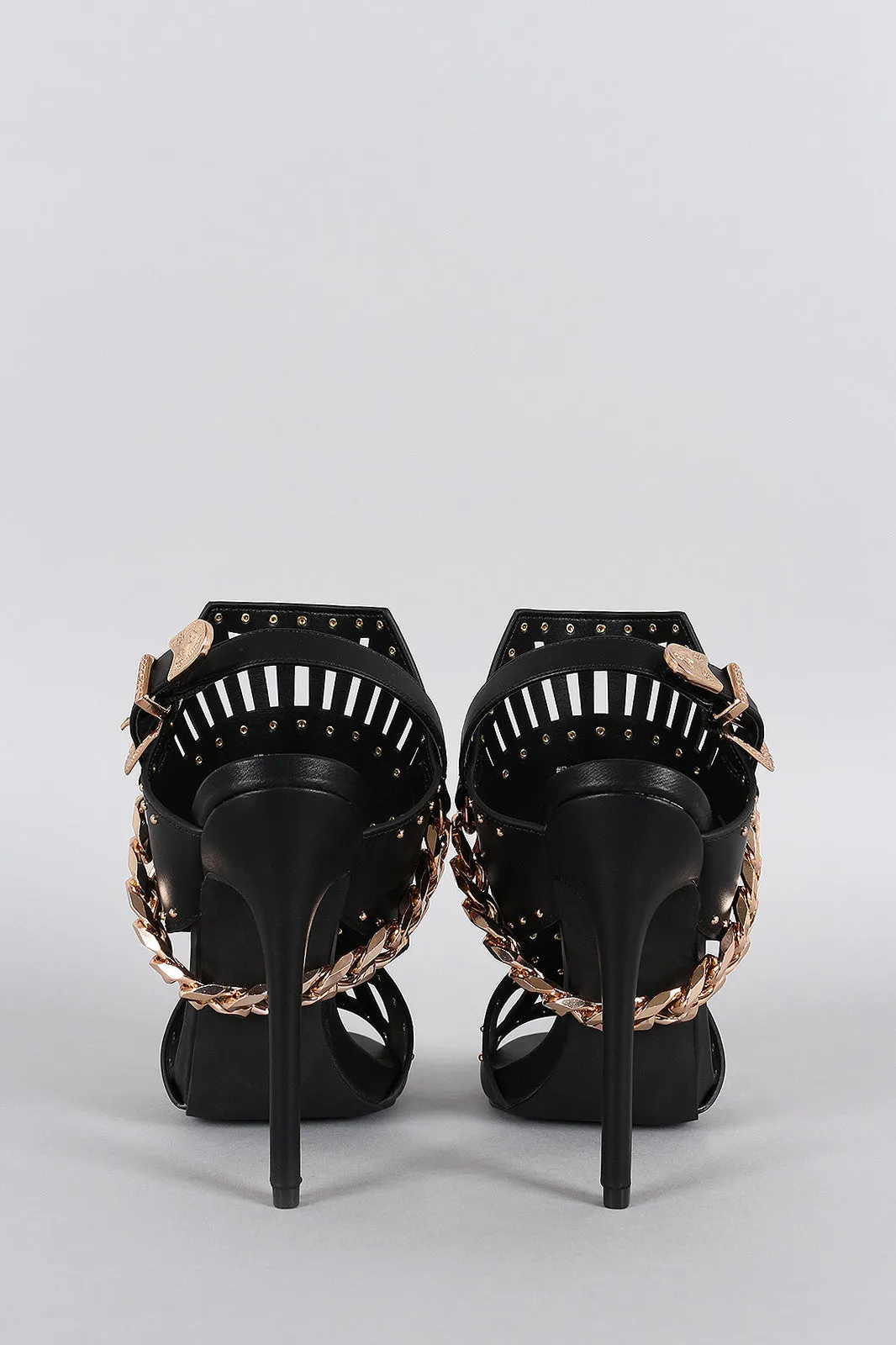 Privileged Studded Chain Open Toe Heel