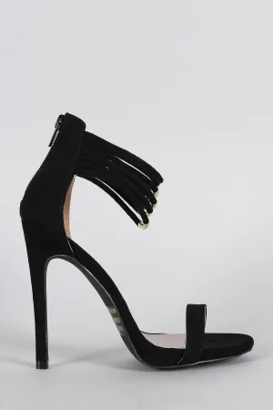 Qupid Suede Strappy Ankle Cuff Open Toe Stiletto Heel