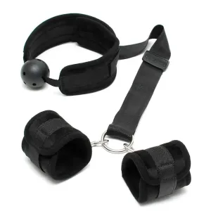 Rimba Black Breathable Mouth Gag with Padded Cuffs