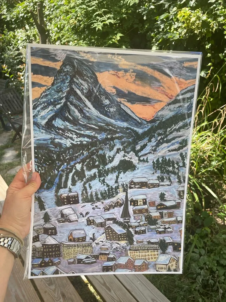 SA3 print of Zermatt at Dusk with no mount (45 x 32 cm)