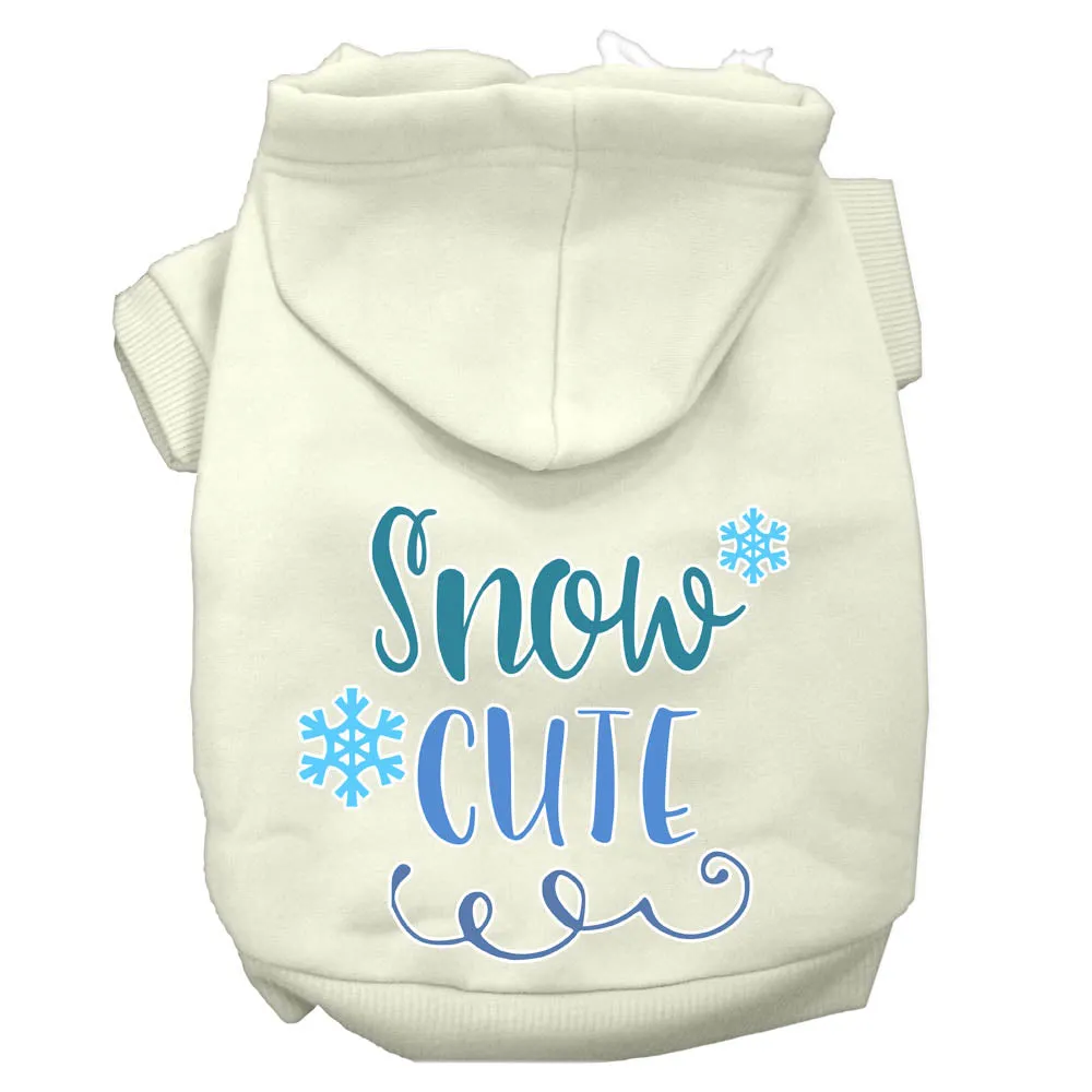 Snow Cute Screen Print Dog Hoodie Cream S