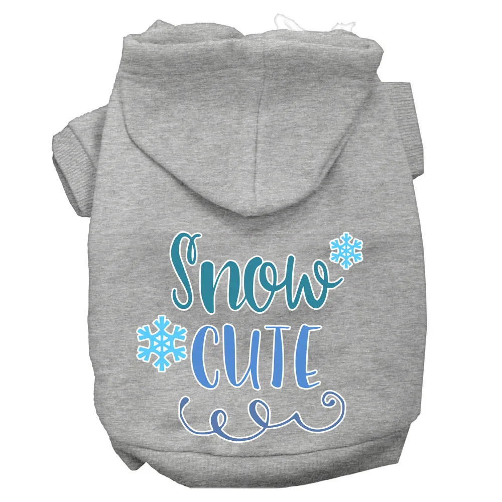 Snow Cute Screen Print Dog Hoodie Grey L