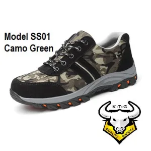 Steel Toe Sports Safety Shoes - Model SS01 (Camo Green)