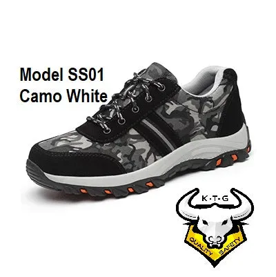 Steel Toe Sports Safety Shoes - Model SS01 (Camo White)