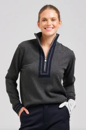 The Sawgrass Cashmere Cotton Sweater | Charcoal/Navy