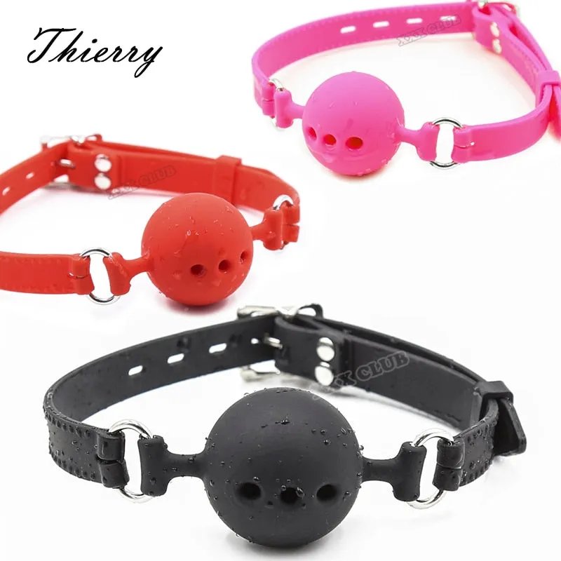 Thierry Fetish Extreme Full Silicone Breathable Ball Gag,bondage open Mouth Gags,Adult Sex Toys For Couple adult game Size S M L