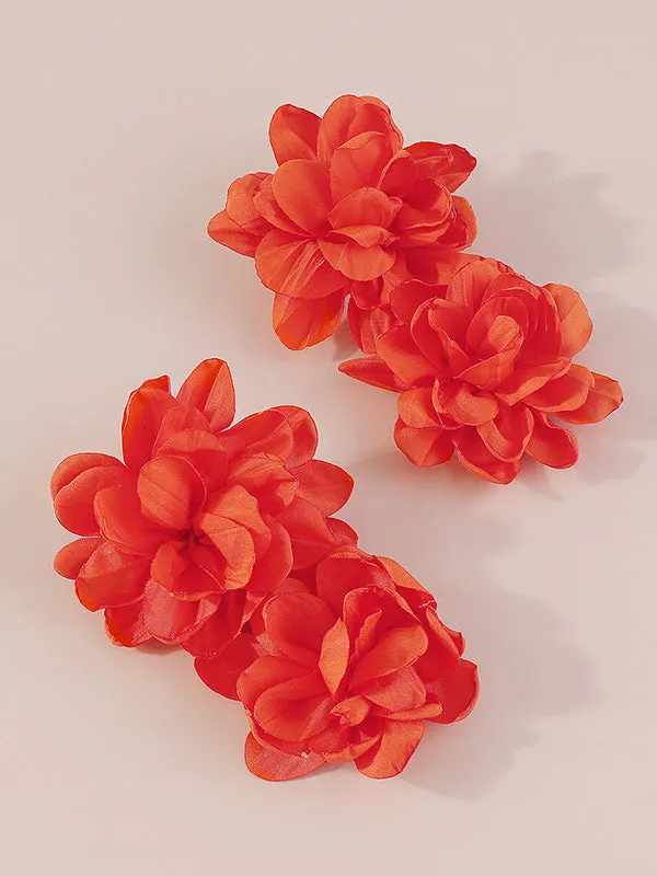 Three-Dimensional Flower Drop Earrings