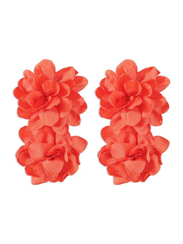 Three-Dimensional Flower Drop Earrings