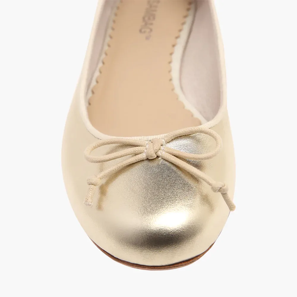 Tina Gold Leather Ballet Flat