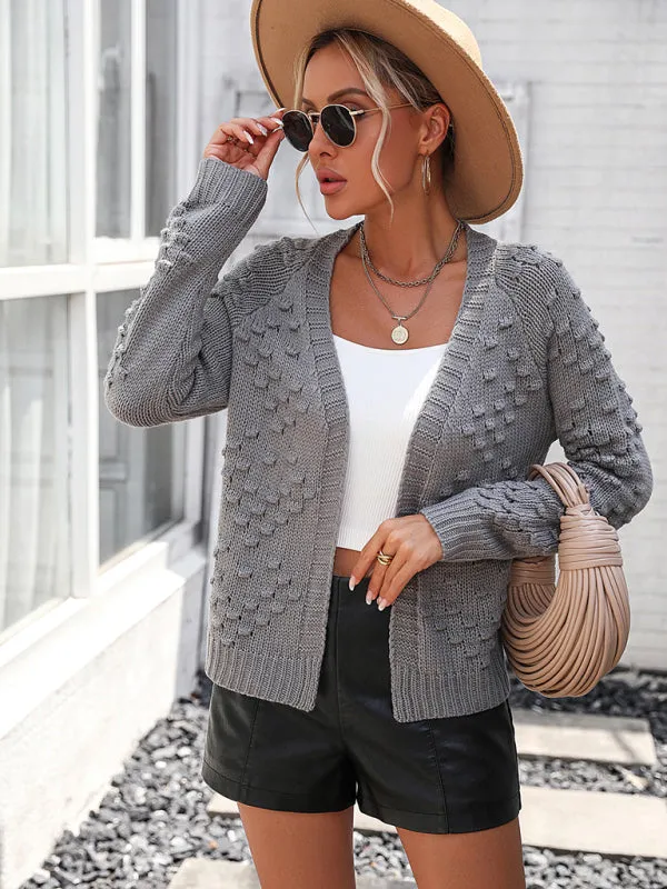 Toleet-Winter outfits Women's knitted three-dimensional pattern cardigan coat sweater