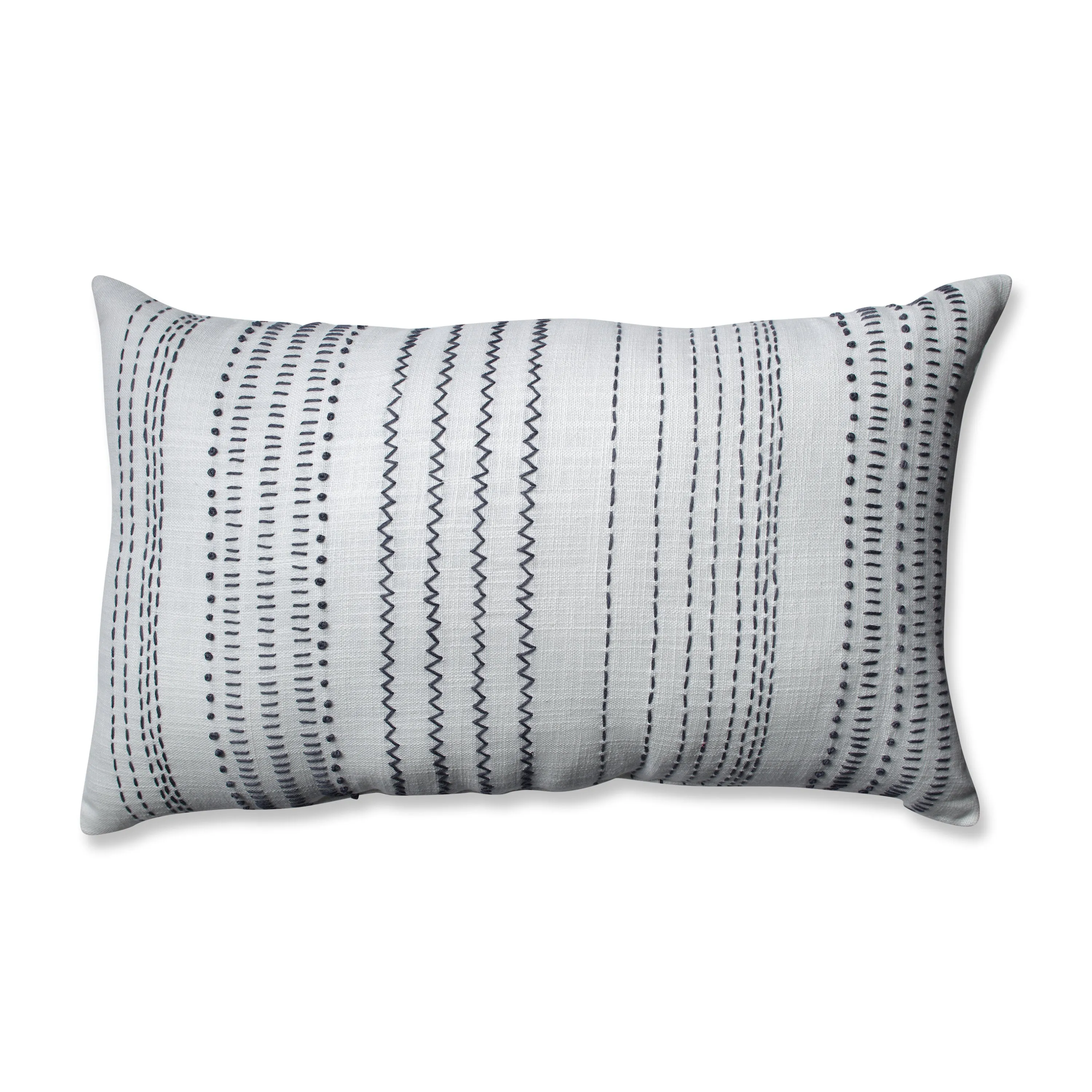 Tribal Stitches Cream-Gray Rectangular Throw Pillow